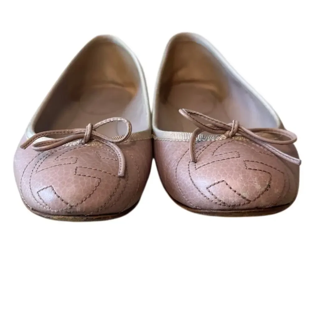 Gucci Ballet Flats Interlocking G Dusty Pink Leather 36.5 - Picture 3 of 14